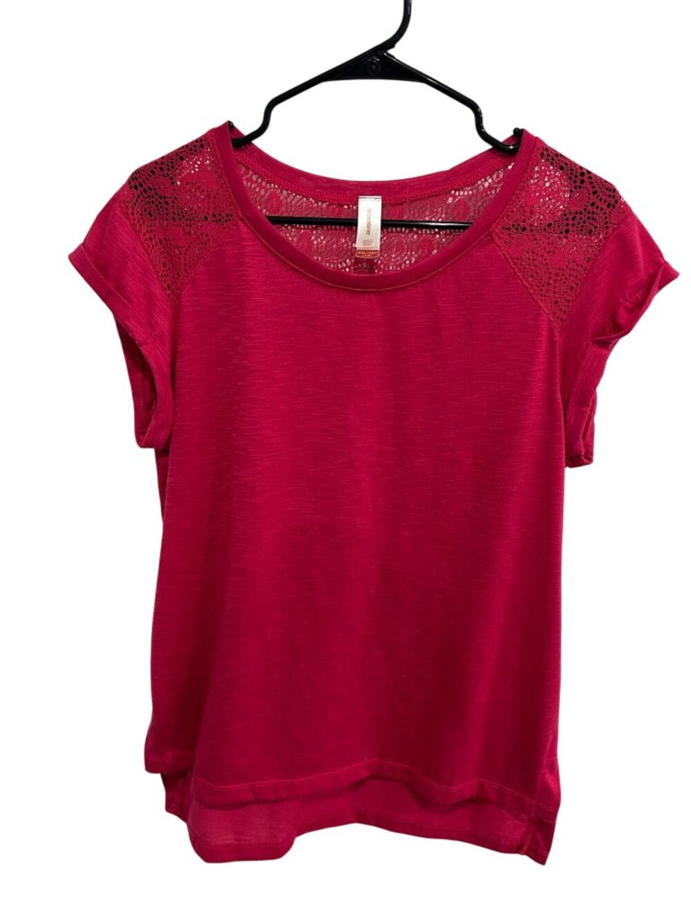 No Boundaries XXL Magenta Fire Lace Trim Short Sleeve Top Soft Girl Egirl